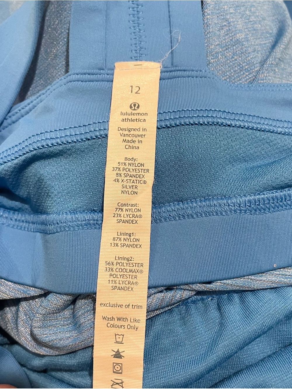 Lululemon Rest Less Tank Top With Built In Bra Heathered Cornflower Blue Size 12 - Picture 4 of 4